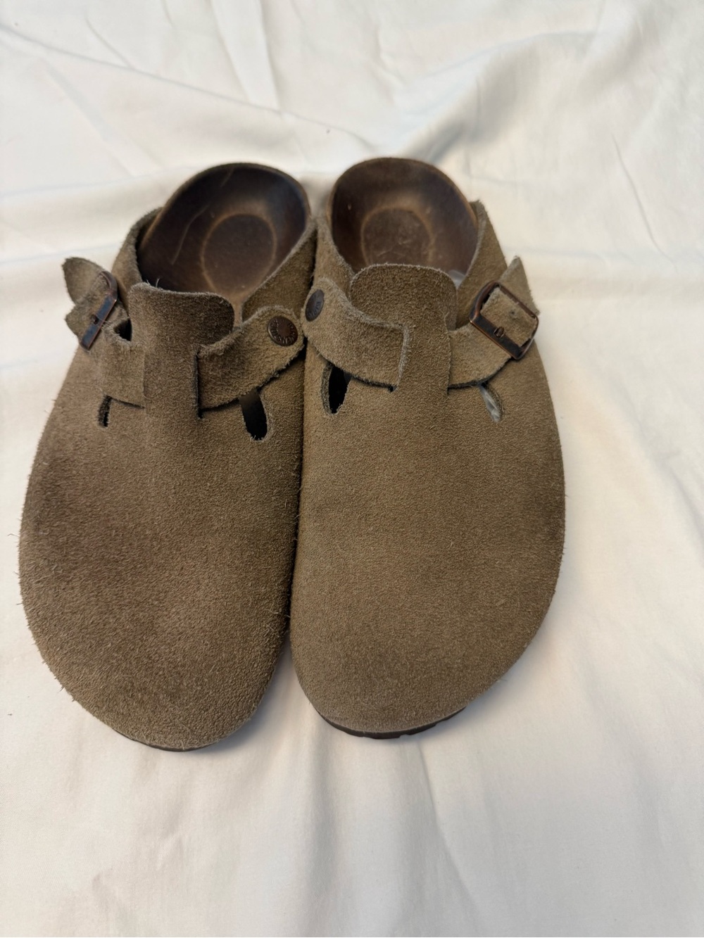 Birkenstock Suede Clog Mules in light Brown